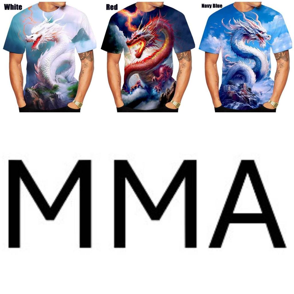 Maglietta Dragon Muay Thai Kick Boxing Stampa 3D Vintage Allenamento Protezione UV Asciugatura Rapida Uomo Donna Unisex Manica Corta Girocollo MMA Arti Marziali Miste