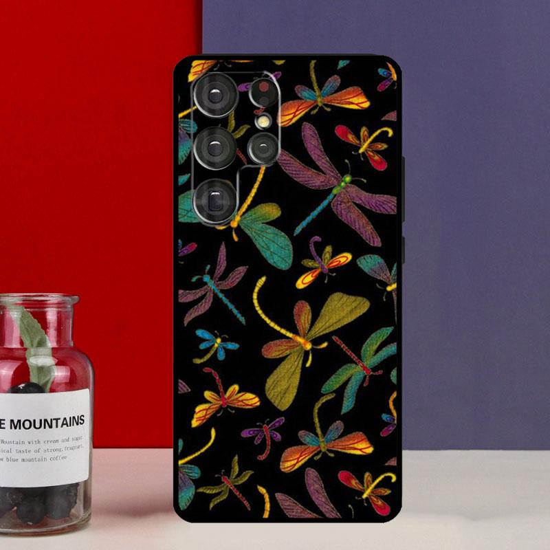 Floral Colorful Dragonfly Funda Case For Samsung Galaxy S25 Ultra S9 S10 S20 FE S21 S22 S23 Plus S24 Ultra Phone Cover