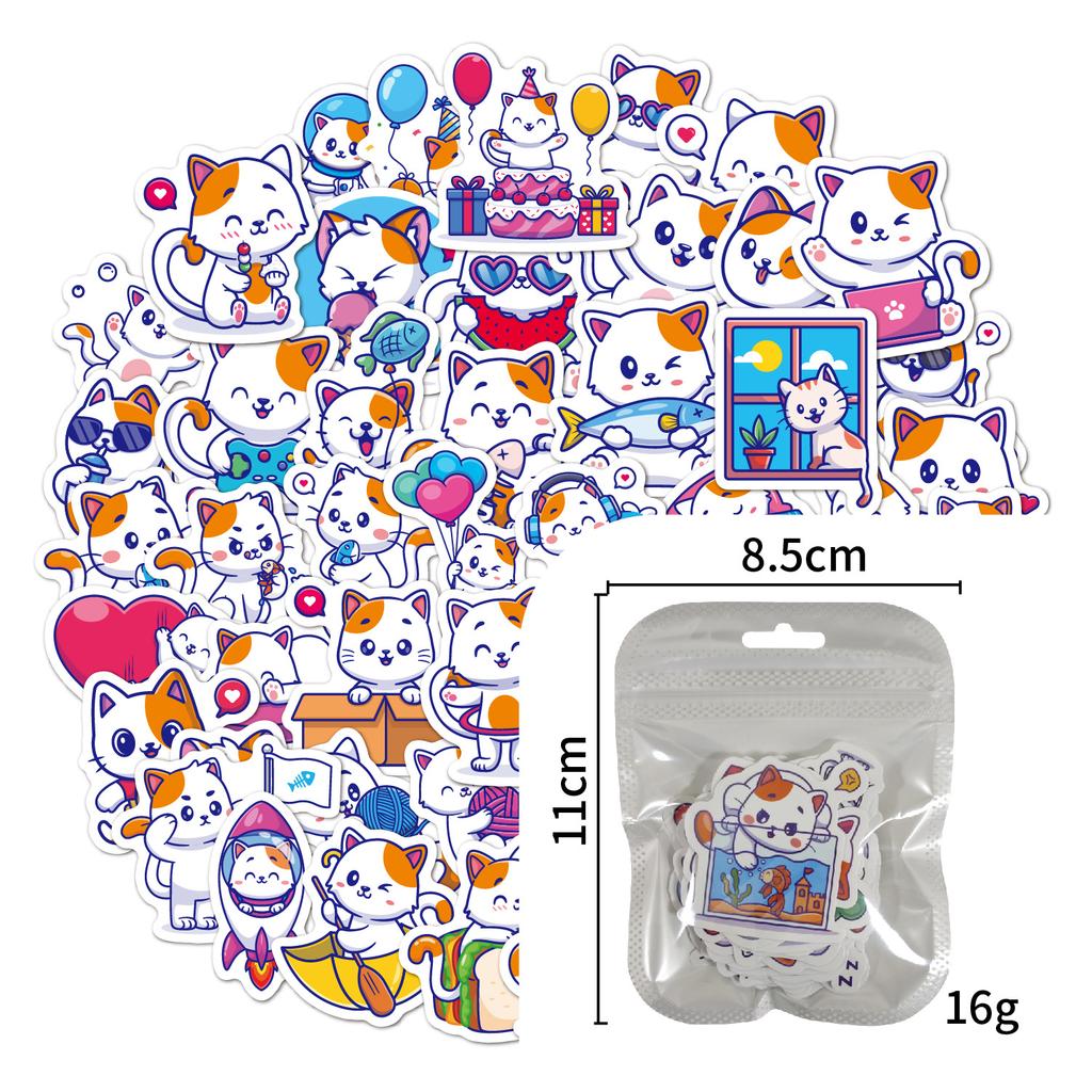 Children's Cartoon Stickers 50 Pieces Dinosaur Unicorn Cat Astronaut Water Cup Stationery Waterproof Children's Stickers