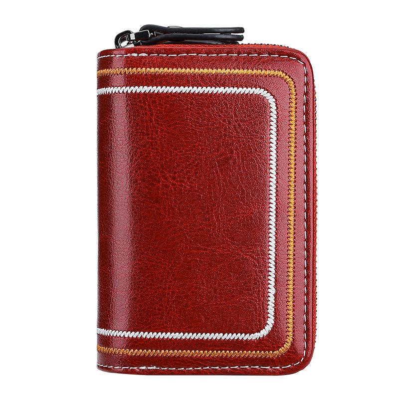 

Customized multi-functional car key bag Card bag integrated unisex leather car key bag RFID credit card holder бордовий