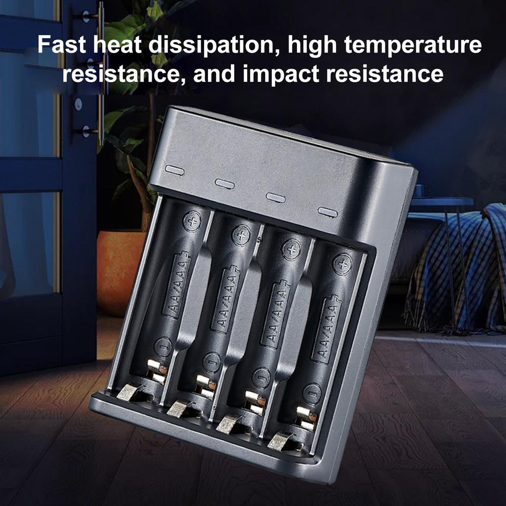 Smart 4-Slot Battery Charger for AA/AAA Ni-MH Batteries Fast Charging USB Plug and Play