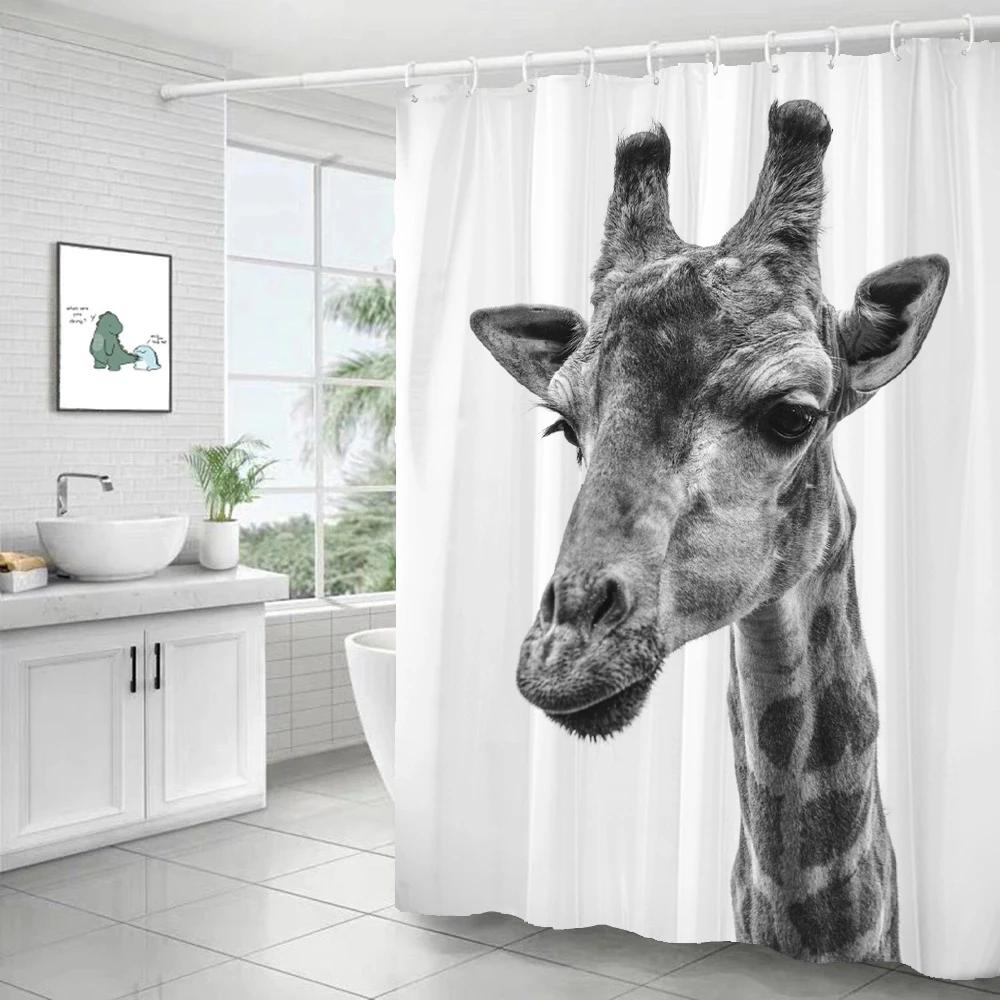 Pferd Elefant Duschvorhang 3D-Druck wasserdicht Polyester Tiere Badezimmer Vorhänge 180 * 200 cm Dekoration mit Haken Vorhang