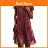 Sommerkleid mit Polka-Dots und bedrucktem Stoff für legere Damen-Bürokleidung