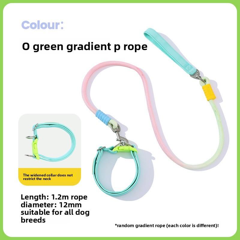 Dog Traction Rope Collar 2 In 1 Design With Nonrestrictive Wide Nylon And Silicone For Daily Use
