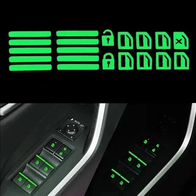 Car Function Key Switch Button Luminous Car Sticker Waterproof and Wear-Resistant Fluorescent Sticker Car Window Lift Switch
