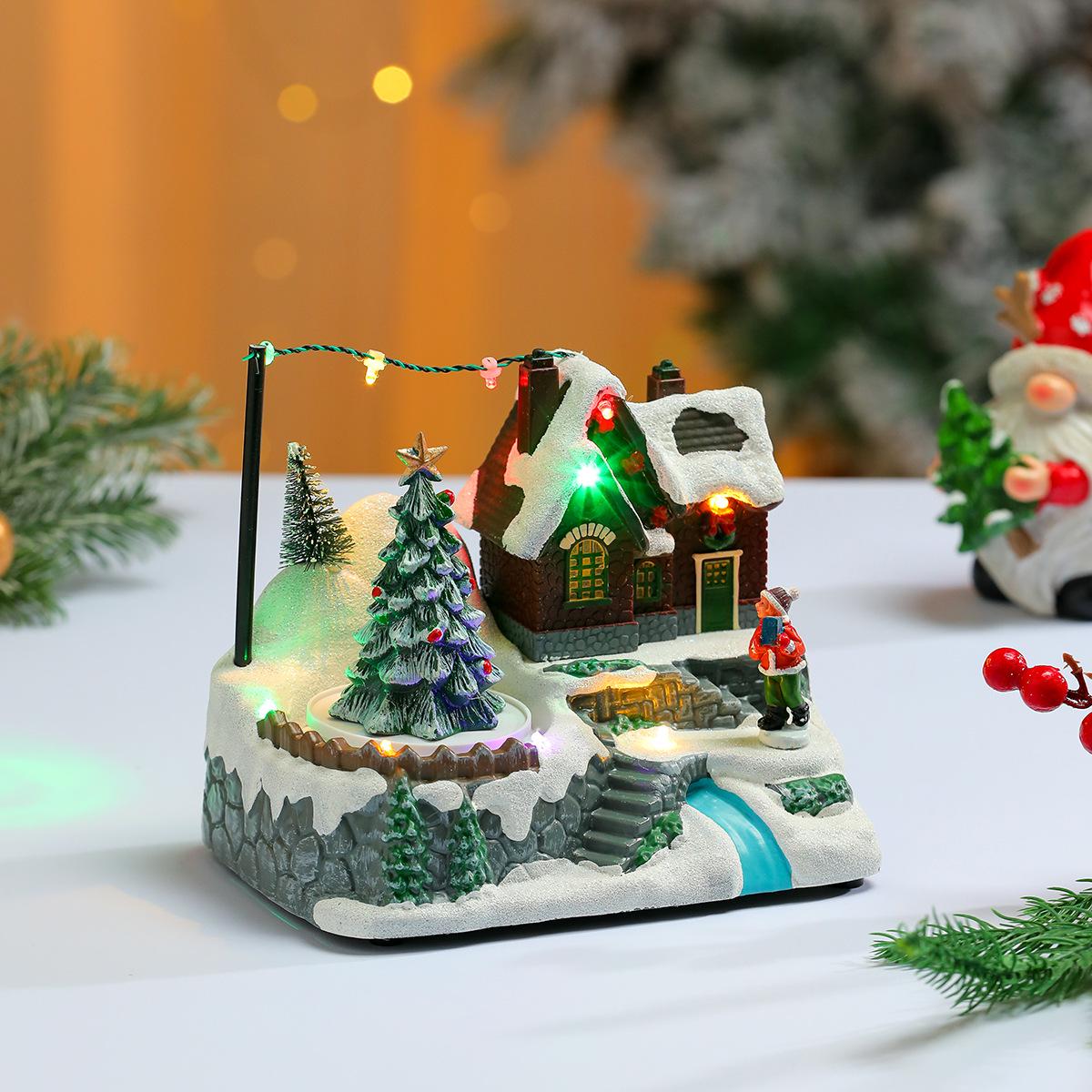 Luminous Rotating Santa Music Box Ornament – European Style Christmas Gift