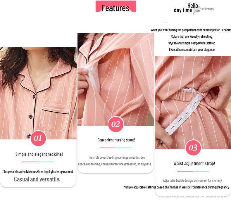 Spring & Autumn Postpartum Pajamas - Pure Cotton Maternity & Nursing Wear