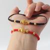 Adjustable Zodiac Goat Braided Bracelet Gold Plated Charm  Braided Rope Bracelet  Chinese Style Beads Womens