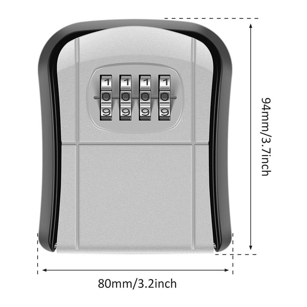 Metall Schlüsselkasten Wandmontiert Schlüsselsafe 4-stelliger Passwortcode Aluminiumlegierung Sicherheitsschloss Kein Schlüssel Outdoor Sicherheitsaufbewahrungsbox