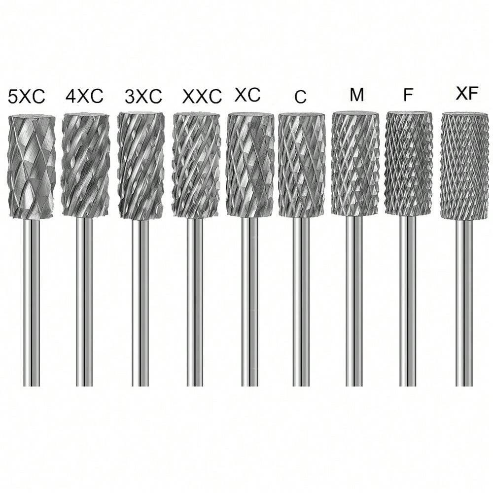 1or 9pcs Tungsten Carbide Nail Drill Bits, for Polish, Gel and Acrylic Nail Removal, Nail Grinding Head Milling Cutter Accessories, Manicure Tools