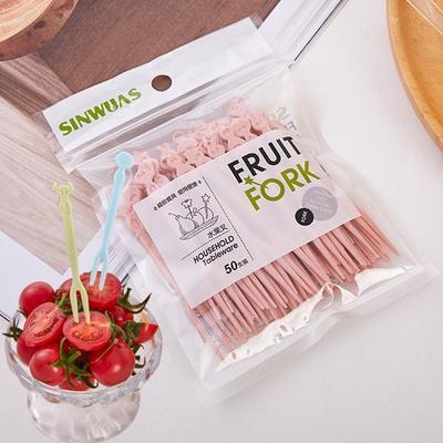 Food Grade 3 Packs of 150 Disposable Plastic Double Toothed Fruit Forks Suitable for Home Cakes Desserts Fruits Birthdays Etc