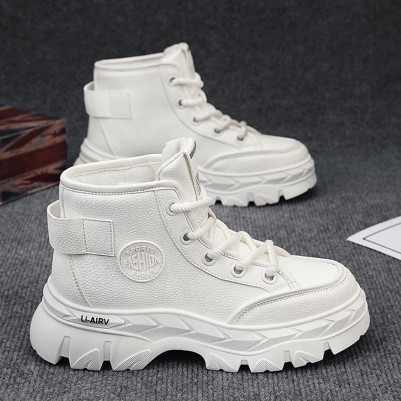 

Осенне-зимние новые высокие ботинки, ботинки Мартин из кожи, рабочие ботинки, мужские рекреационные ботинки-локомотивы, обувь для охраны труда, мужские 44 белый