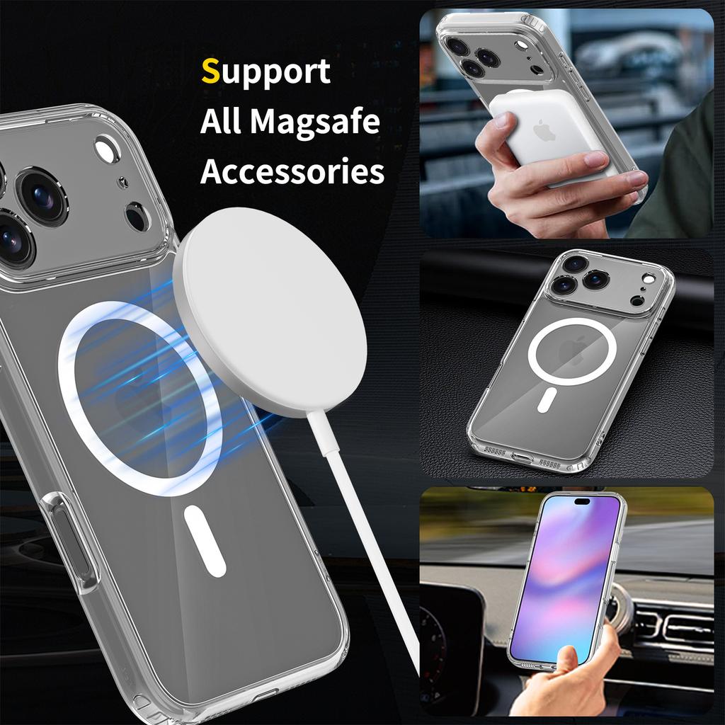 For Apple 17 Promax Magnetic Mobile Phone Case with Fine Holes and Transparent for IPhone 16 Wireless Charging Protection 15 Hard Case