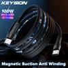 KEYSION Magnetic Suction Anti Winding 100W USB C To USB Type C PD Fast Charging Cable for iPhone 15 MacBook Samsung QC 4.0 Cord