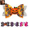 Cute Halloween Hair Accessories Glitter Bow Clips for Kids Baby Girls, Double Layer Colorful Bows Ghost/Pumpkin/Eyeball Bowtie Pins Decorations Trick
