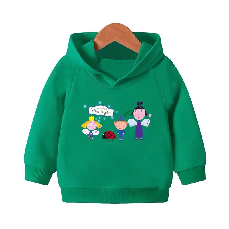 Ben and Holly Kingdom Cartoon Kids Hooded Hoodies Cute Girls Clothes Children Sweatshirts Autumn Baby Pullover Tops