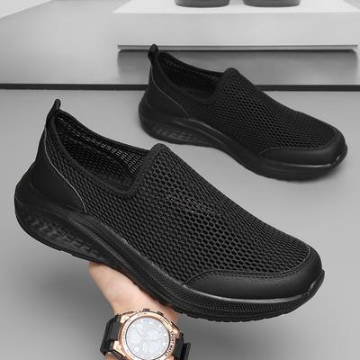 Men's Lightweight Breathable Slip-On Sports Shoes Summer New Mesh Casual Shoes Hollow Out Lazy Shoes Synthetic Inner Material