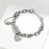 DZ Gold Color Thick Chain Stainless Steel Bracelets for Women Fashion Design Heart Love Pendant Wrist Jewelry