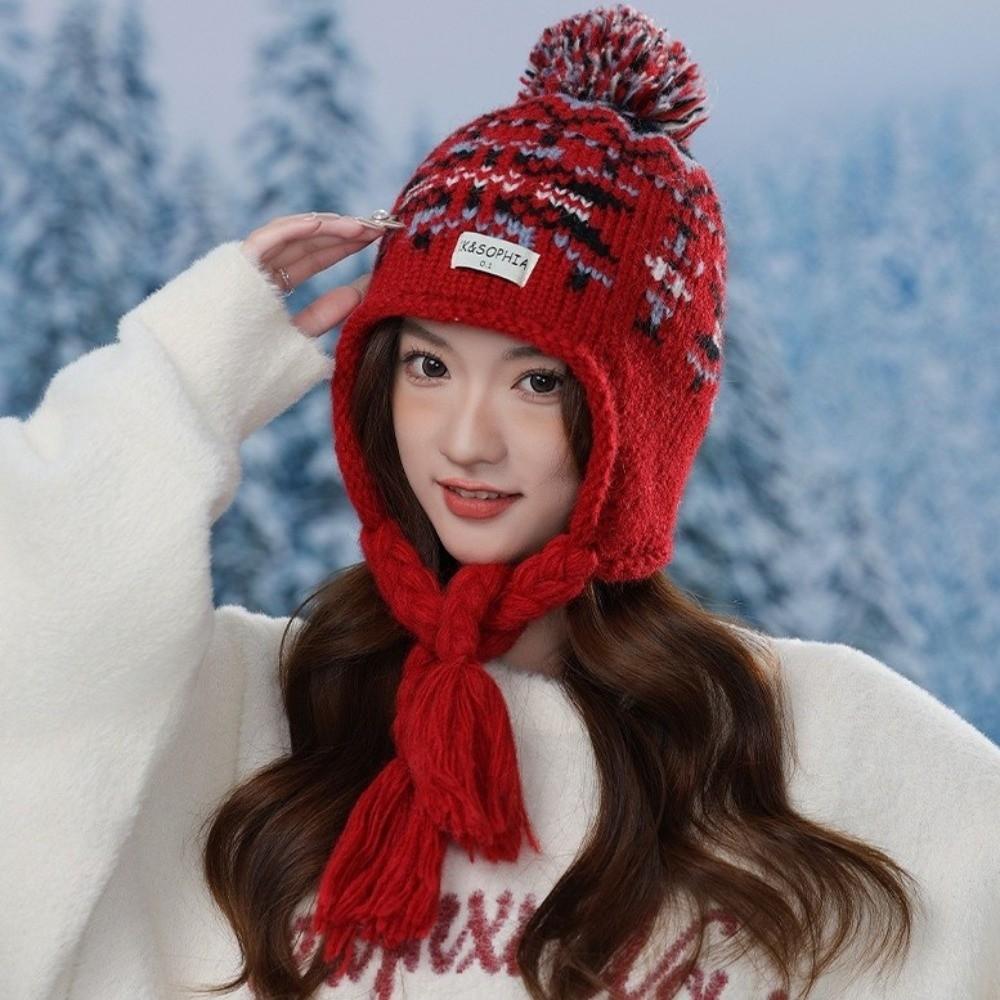 Weave Ear Protection Cap Y2k Women Wool Cap Cute Knitted Beanies Caps  Streetwear