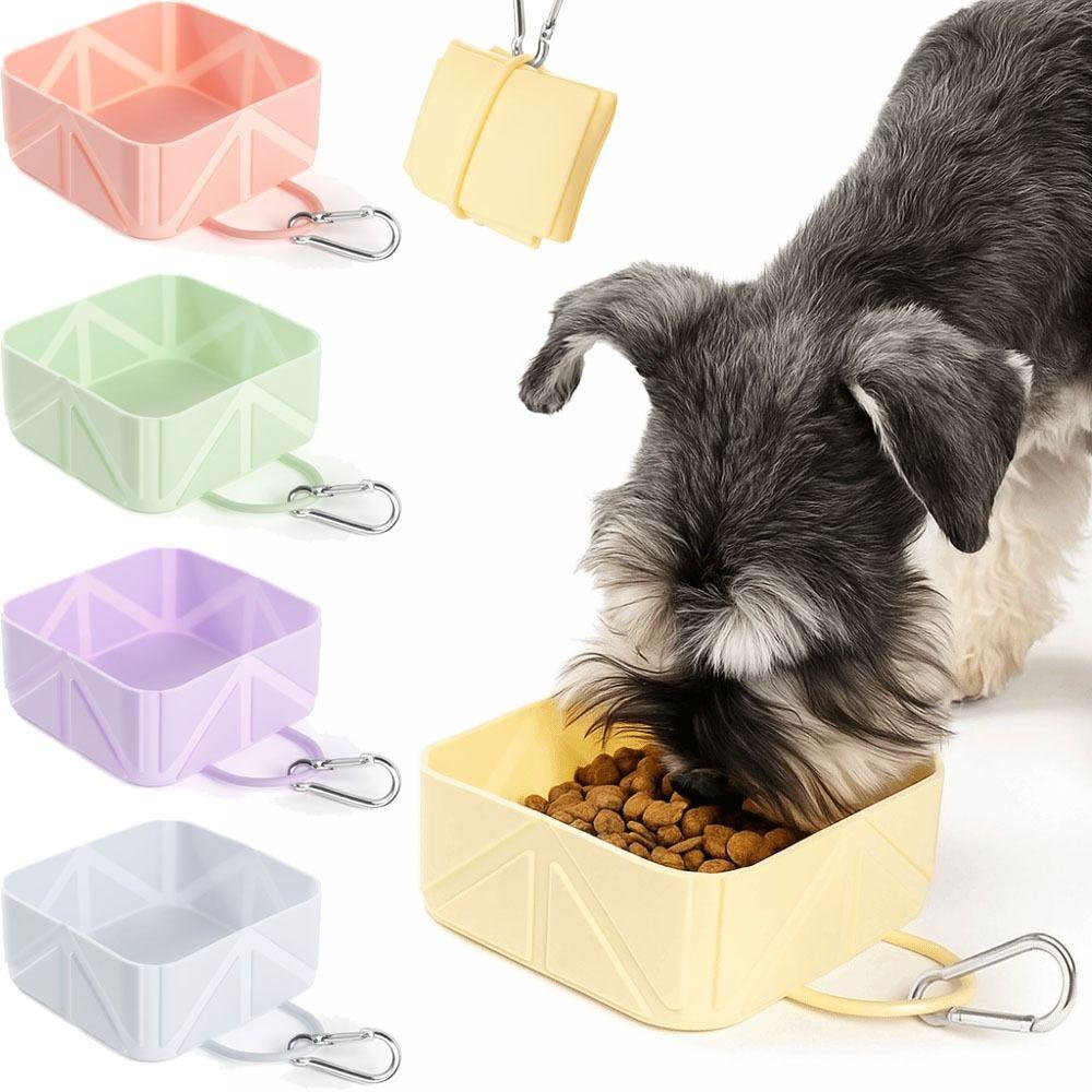 Food Grade Portable Dog Feeder Anti Slip Cat Food Container Lightweight Folding Pet Bowl  For Dogs