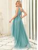 European Plus Size Sequin High-Low Evening Gown, Deep V Mesh New Year's Eve & Bridesmaid Dress 2026