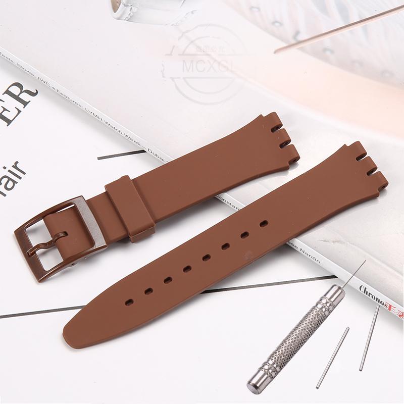 

17 мм м який силіконовий ремінець кольоровий для Swatch Водонепроникний спортивний годинник Аксесуари Ремінець Браслет Наручний ремінець 17mm