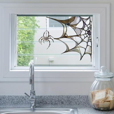 Spiderweb Window Sticker Halloween Waterproof Spooky Spider Sticker Window Corner Spiderweb Static Cling