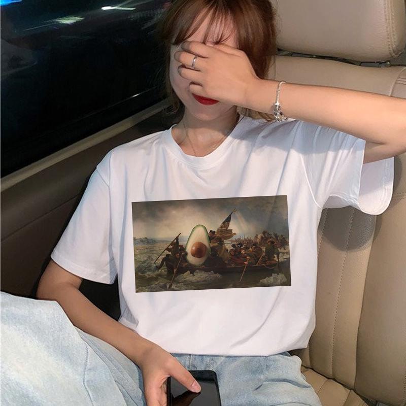 Avocado Vegan T Shirt Women Harajuku Funny Cartoon T-Shirt Ullzang Korean Style Small Fresh Tshirt 90S Fashion Top Tees Female