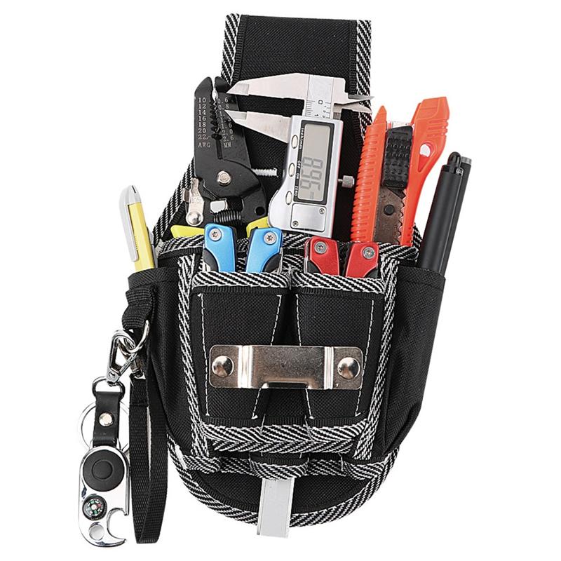 A96I-Canvas Tool Bag Replacement Carpentry Waist Bag Small Black Oxford Cloth Electrician Bag Hardware Tool Waist Bag Belt чёрный