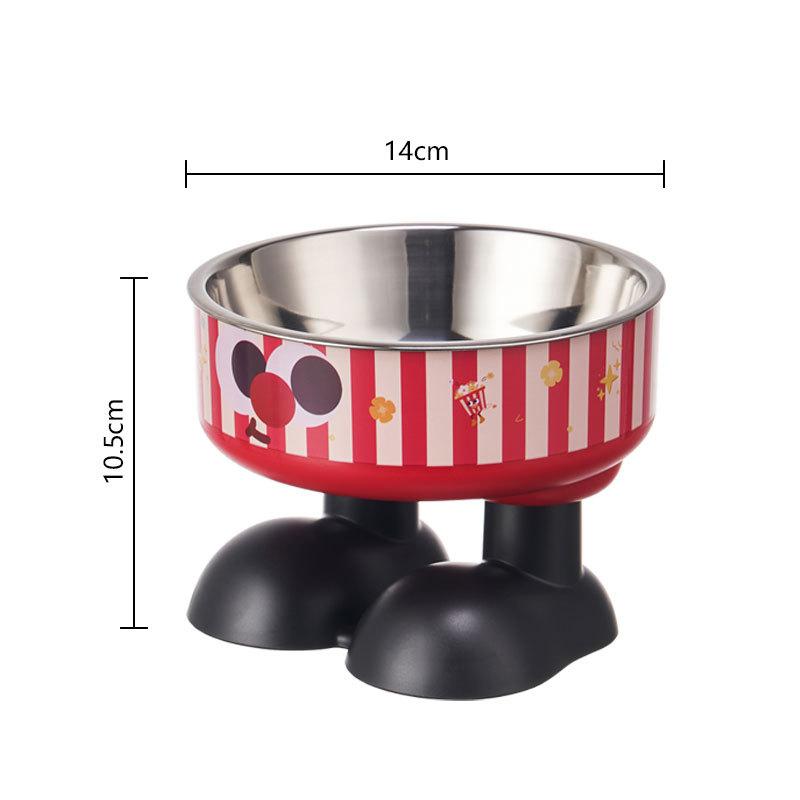 Cute Cartoon Elevated Cats Feeder Bowl Pet Neck Protection Stylish Stainless Steel Large-Capacity Anti-Choking Raised Pet Bowl