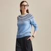Damen High-End Fair Isle Jacquard Rundhals Wollpullover