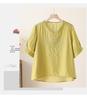 Women's Tencel Linen Embroidered Short-Sleeve Top & Pants Set for Summer - Middle-Aged Mother's Style.