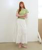 General Idea Shirred Tiered Long Skirt [White] / Gf2Lsk511