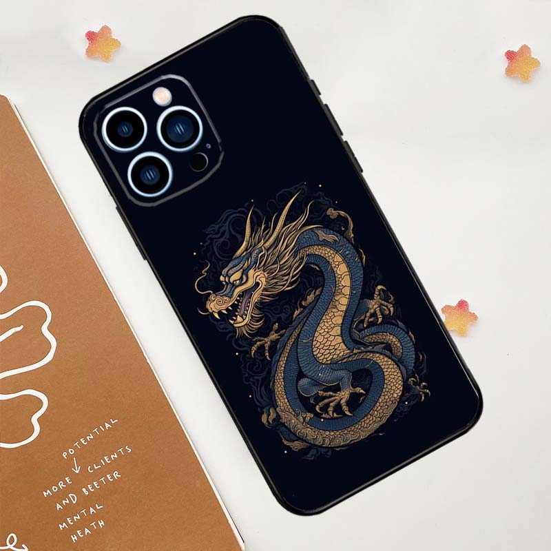 Chinese Style Crane Dragon Phone Case For iPhone 17 Pro Max 14 13 12 11 15 16 Pro Max Mini 16 Plus 16e 17 Air Funda