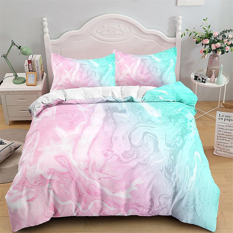 Colorful Marble Duvet Cover Abstract Geometric Bedding Set King Queen For Adults Kids Bedroom Decor Microfiber Comforter Cover