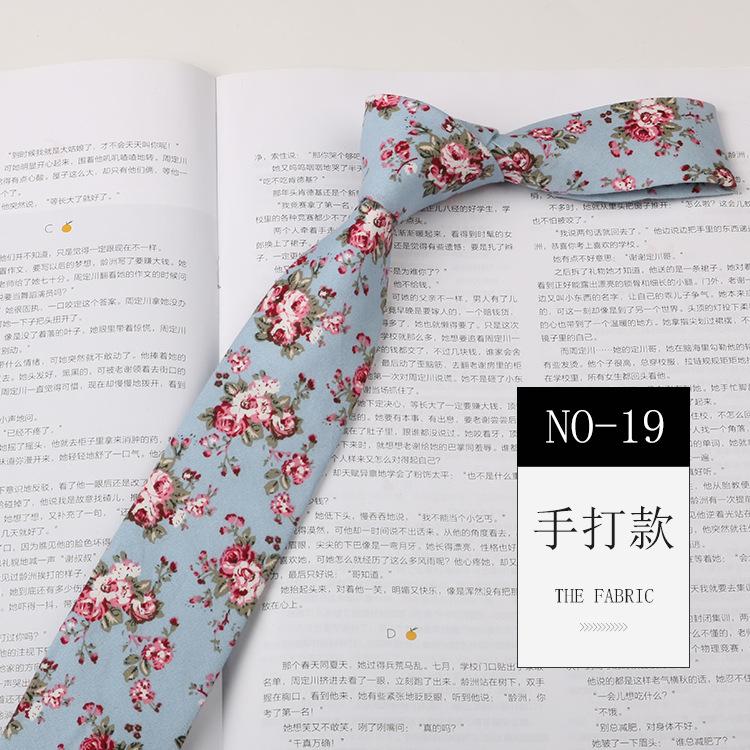 

Цветочный галстук Мужская узорчатая хлопковая рубашка с принтом макарон Узкий вариант 6 см Галстук ручной работы Корейский повседневный Женский галстук