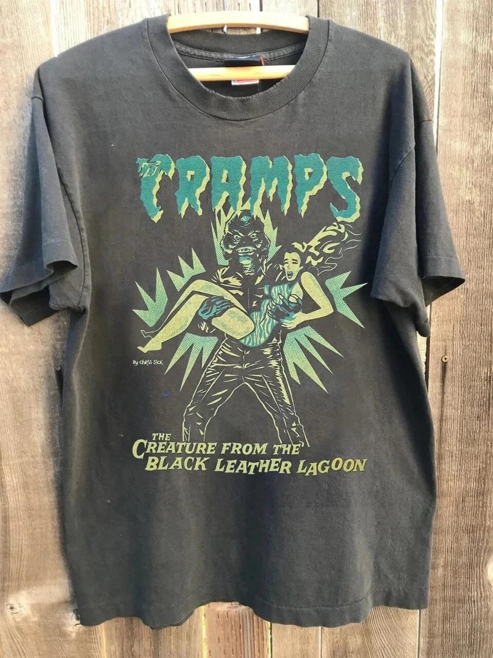 

Summer Men s Pure Cotton Vintage The Cramps T-shirt Casual Stylish Loose and Breathable Suitable for Everyday Wear S разноцветный