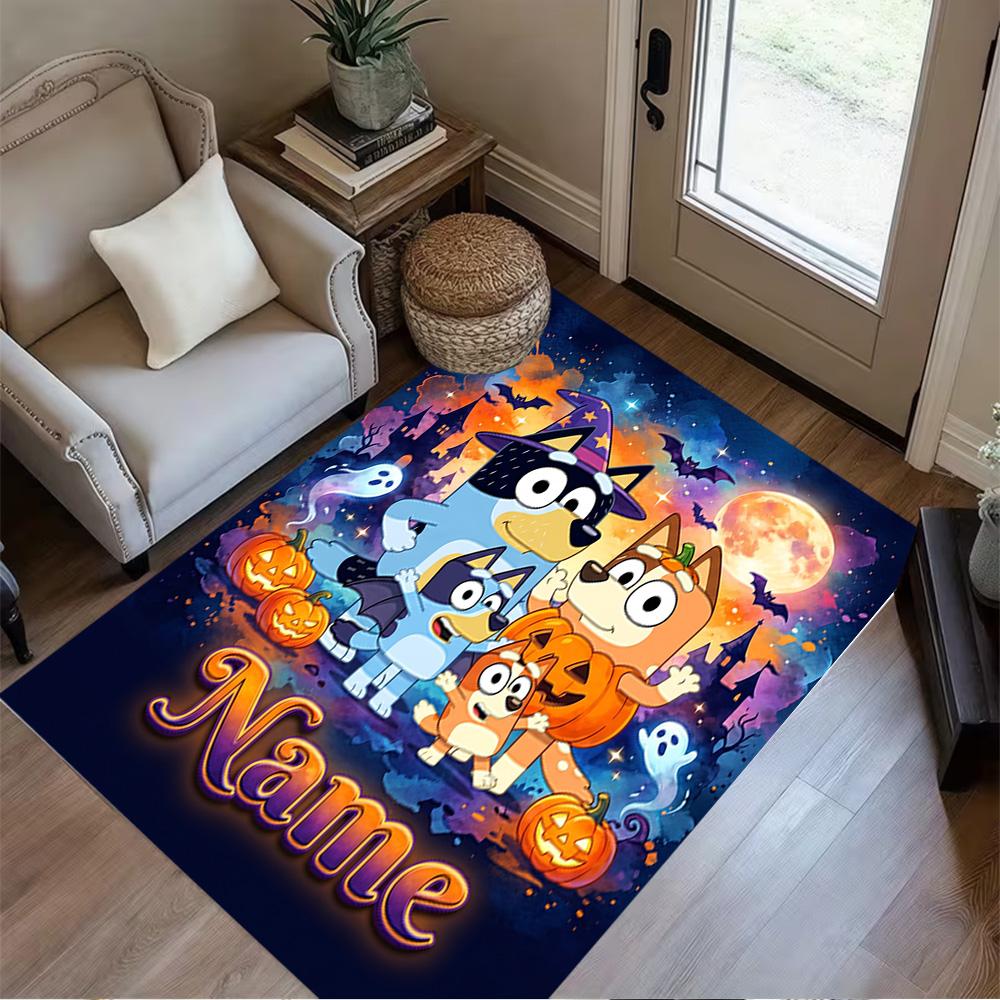 Halloween Night Adventure Personalized Text Area Rug Perfect for Entryway Bedrooms Foyer Hallway Anti-slip Rug Office Home Decor