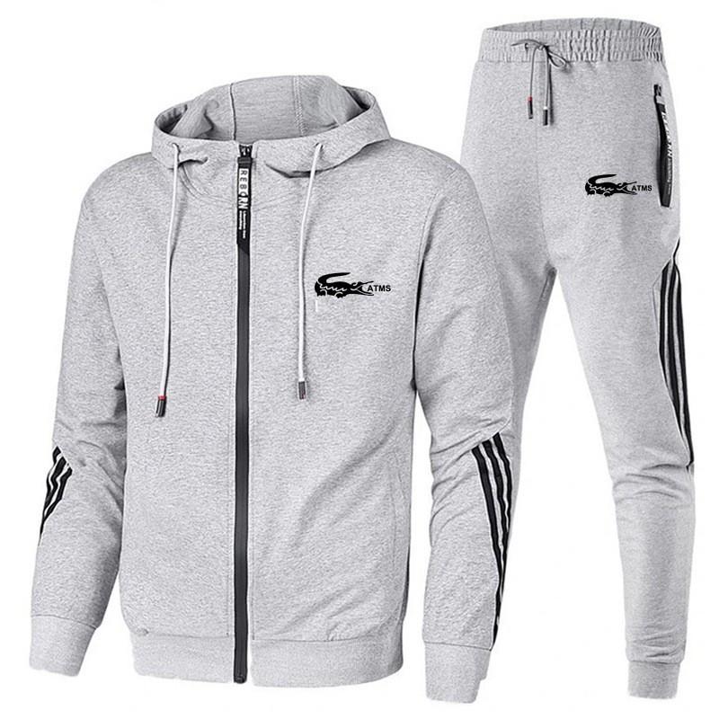 Mens Cotton Blend Hooded Sweatshirt Jogger Set Casual Sportswear Outfit