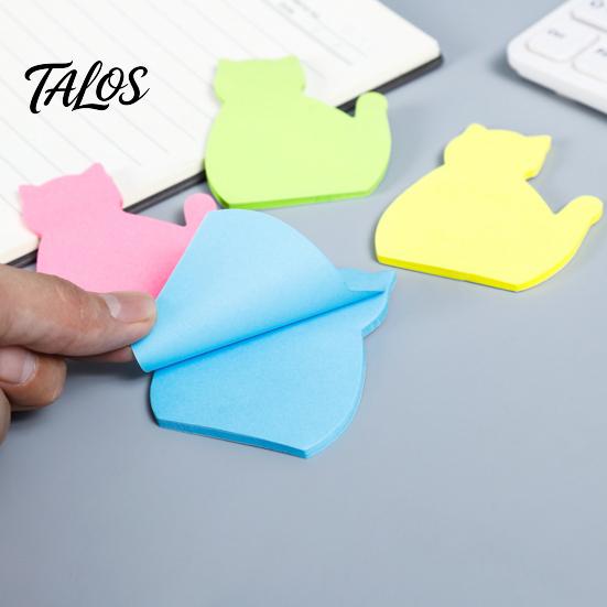 Cute Cat Sticky Notepad 2PCS Shaped Notepads, Multi Color Macaron Adhesive Animal Memo Pads Pads, Compact Decorative Note Tabs for Office School Vivid