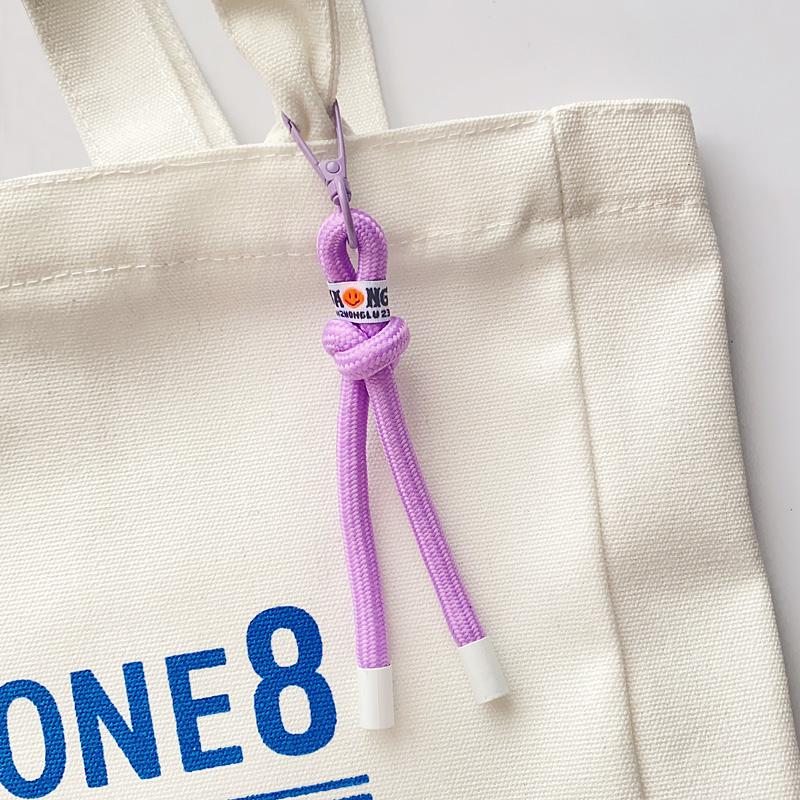 Creative Iridescent Braid Rope Keychain Carabiner Key Ring Smile Face Key Chains For Keycord Accessorie Jewelry Holiday Gifts