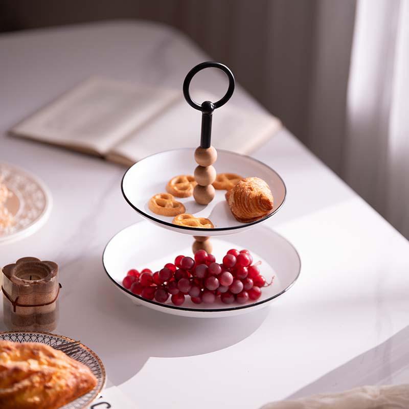 French Double-Layer Romantic Fruit Tray: Elegant Snack & Storage Bowl for Spring Festivals & Entryways