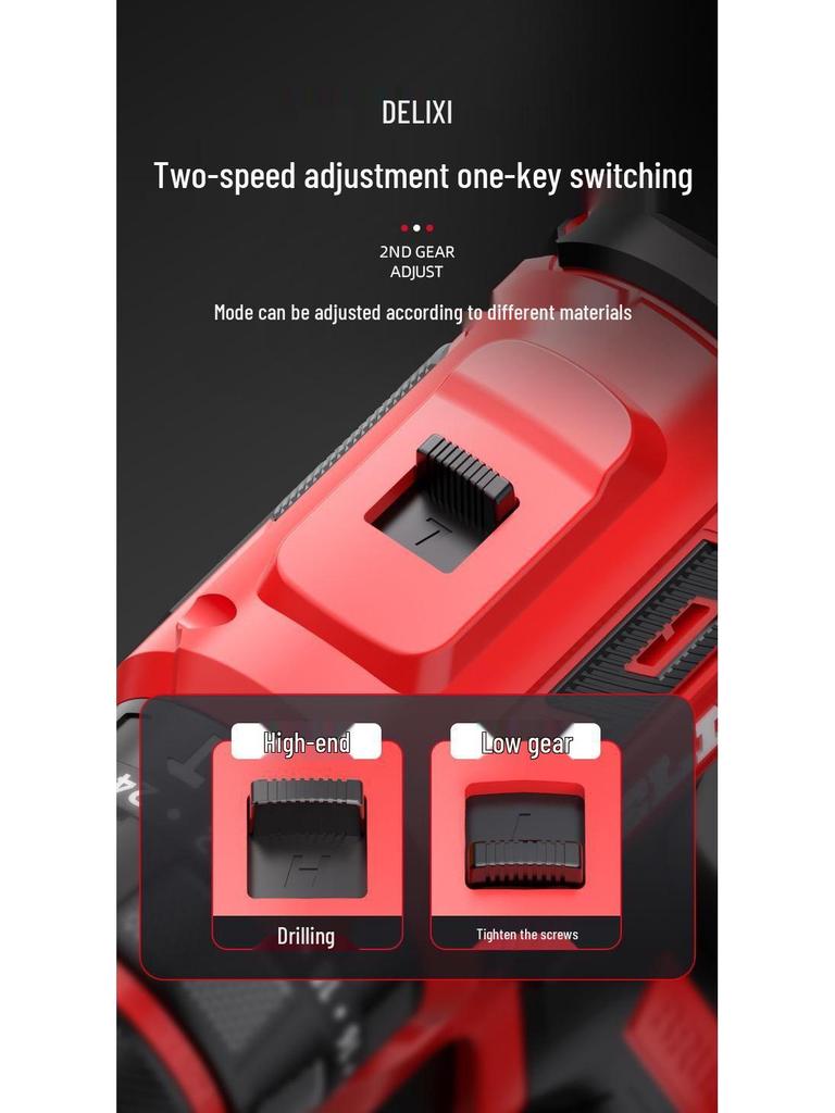 Delixi Rechargeable Brushless Impact Drill & Screwdriver with Lithium Battery for Household Use