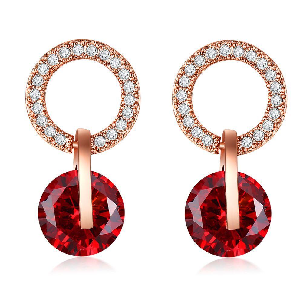 Round Diamond Zircon Korean Style Earrings for Women Simple and Niche Accessories