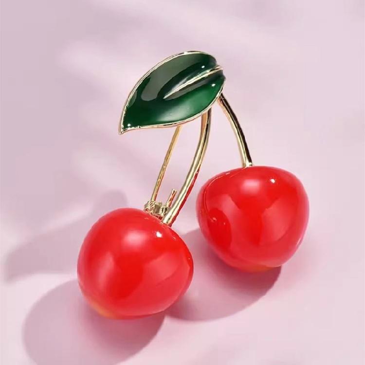 Alloy Cherry Brooch Cherry Corsage Pin Unique Plant Brooch for Those Who Love Unique and Eye Catching Accessories