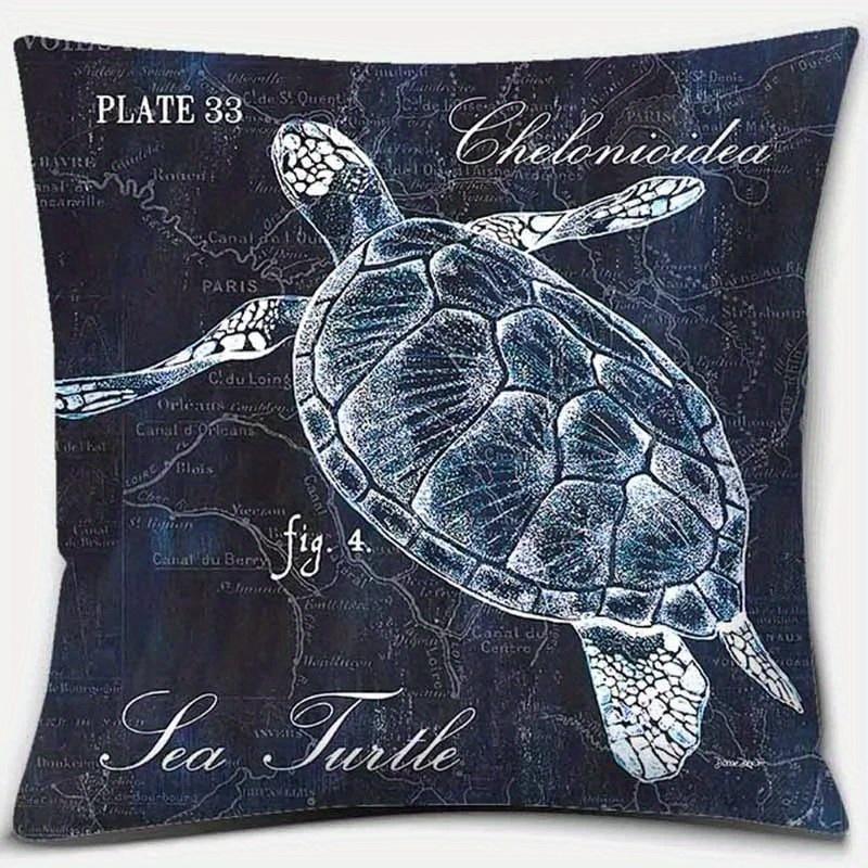 Home Decor Sea Creatures Map-Inspired Pillow Covers Pattern Cushion Cover Suitable for Sofa Bedroom Car Pillow Cover