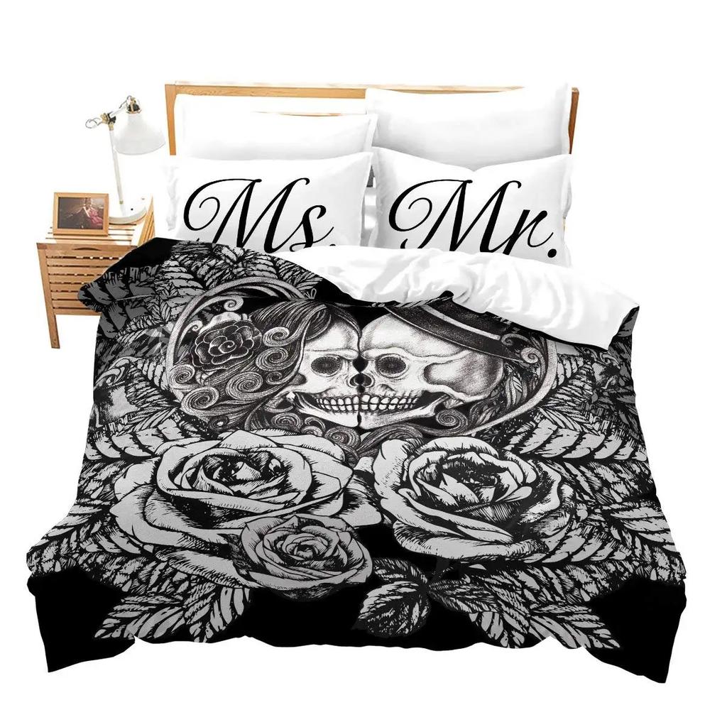 Mr And Mrs Duvet Cover Set King Black Love And Gold Bedding Set For Couples Cute Romantic Valentines Gifts Comforter Cover Sets