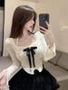 France Vintage Sweet Two Piece Set Women Patchwork Bow Elegant Party Princess Skirts Suit Female Korean Fashion Lace Slim Casual Sets 2026 New