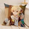 Aether Cute Genshin Impact Cushion Cover Silky Short Plush Invisible Zipper Dustproof Sofa Pillow Case For Home Decor