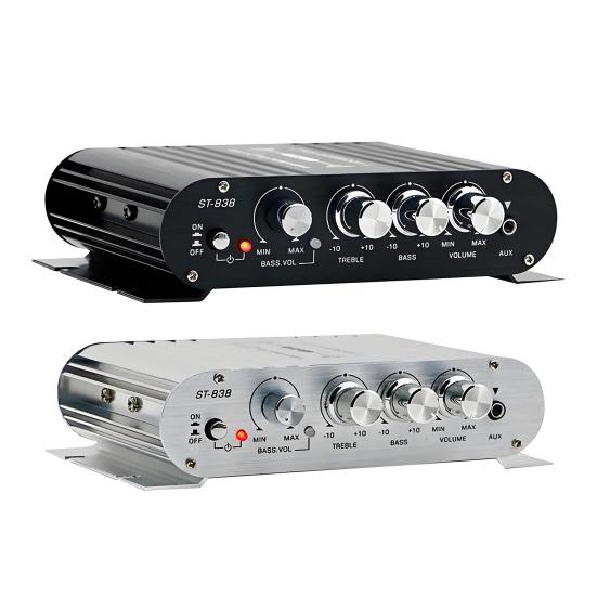 ST-838 2.1 Channel Amplifier Aluminum Alloy HiFi Power Amplifier Bass And Treble Adjustment Stereo Audio Amplifier for Car Home Use